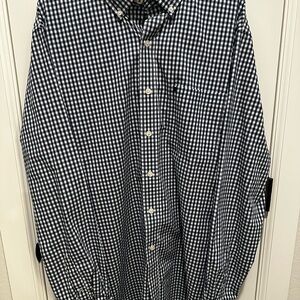 Izod Men's Navy and White Gingham Shirt